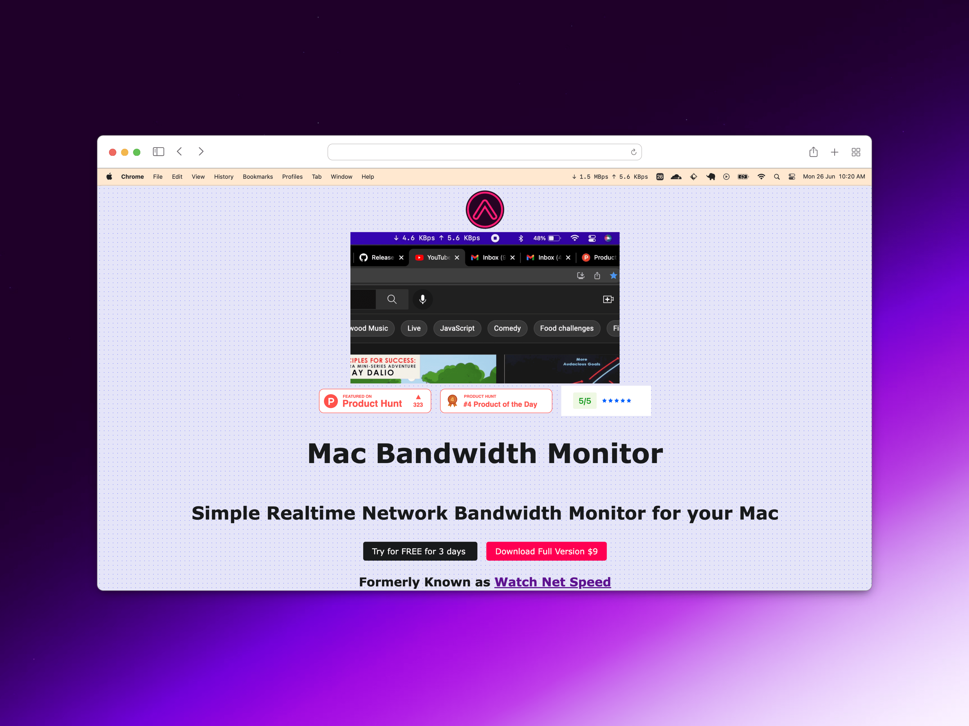 Mac Bandwidth Monitor screenshot